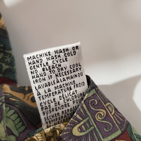 Silks VTG 80s 90s Egyptian Hieroglyph Long Sleeve Mock Blouse Womens Size M Top - Picture 12 of 13